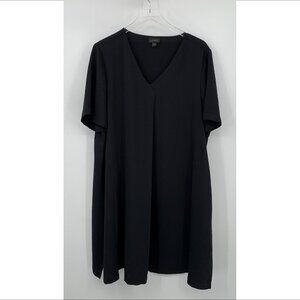 J Jill Wearever Collection a-line silky shift trapeze dress black v-neck X-Large